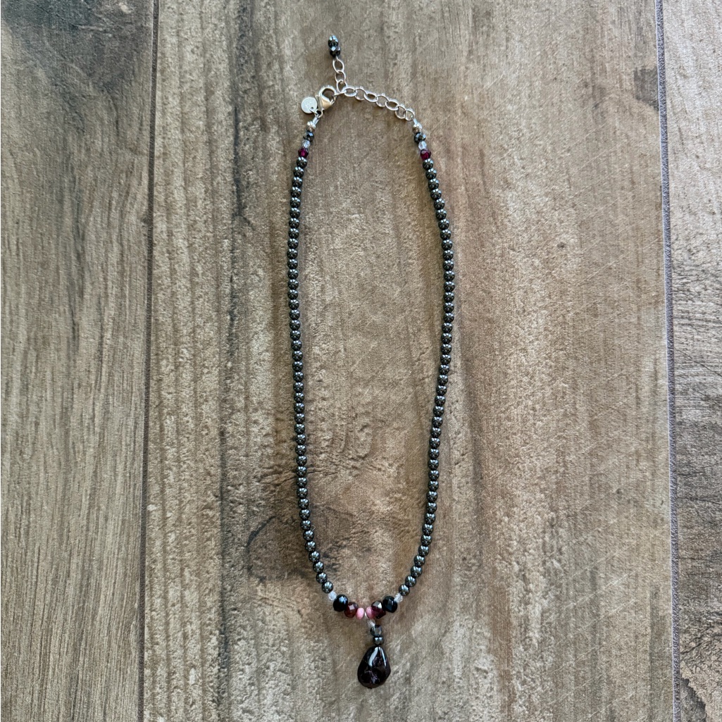 Emily Ray Black Beaded Necklace With Pendant